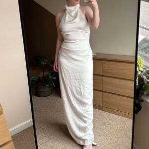 BHLDN Ivory Halter Maxi Dress